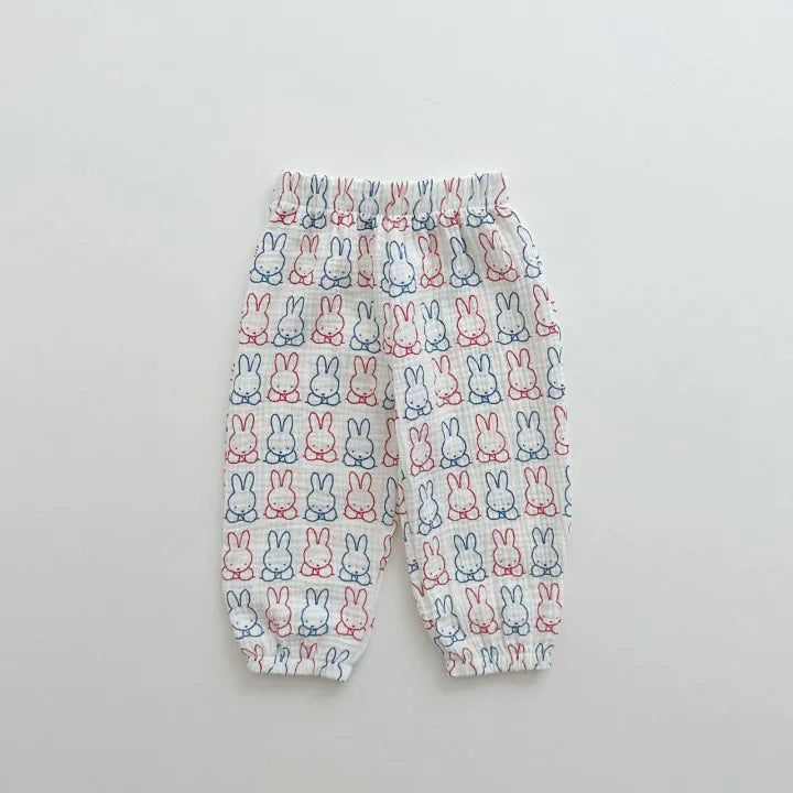 -キッズパンツ サマーロングパンツ 薄手 ハート/ベアくま/カラフルうさぎ/水玉ドットプリント【mh0005515】 - mamahalo shop - ロングパンツ・スウェットパンツ -  べビー服 - 子供服 - 男の子 - 女の子