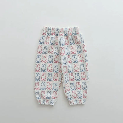 -キッズパンツ サマーロングパンツ 薄手 ハート/ベアくま/カラフルうさぎ/水玉ドットプリント【mh0005515】 - mamahalo shop - ロングパンツ・スウェットパンツ -  べビー服 - 子供服 - 男の子 - 女の子