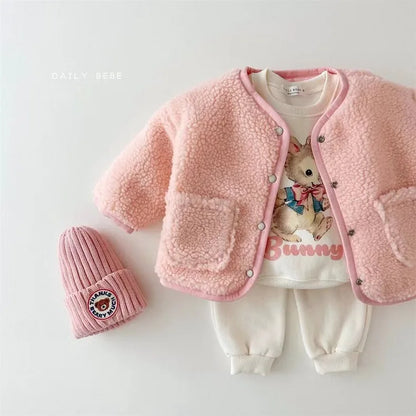 -キッズセットアップ 2点セット スウェットシャツ+スウェットパンツ バンビ/バニー プリント - mamahalo shop - 長袖セットアップ -  べビー服 - 子供服 - 男の子 - 女の子