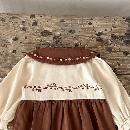 -ベビーロンパース 花柄フラワー刺繍 長袖ボディスーツ【mh0004405】 - mamahalo shop - 長袖ロンパース -  べビー服 - 子供服 - 男の子 - 女の子