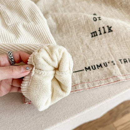 -キッズパンツ 裏フリース コーデュロイ ロングパンツ 暖パン ベージュ ユニセックス 男の子 女の子 子供服 - mamahalo shop - ロングパンツ・スウェットパンツ -  べビー服 - 子供服 - 男の子 - 女の子