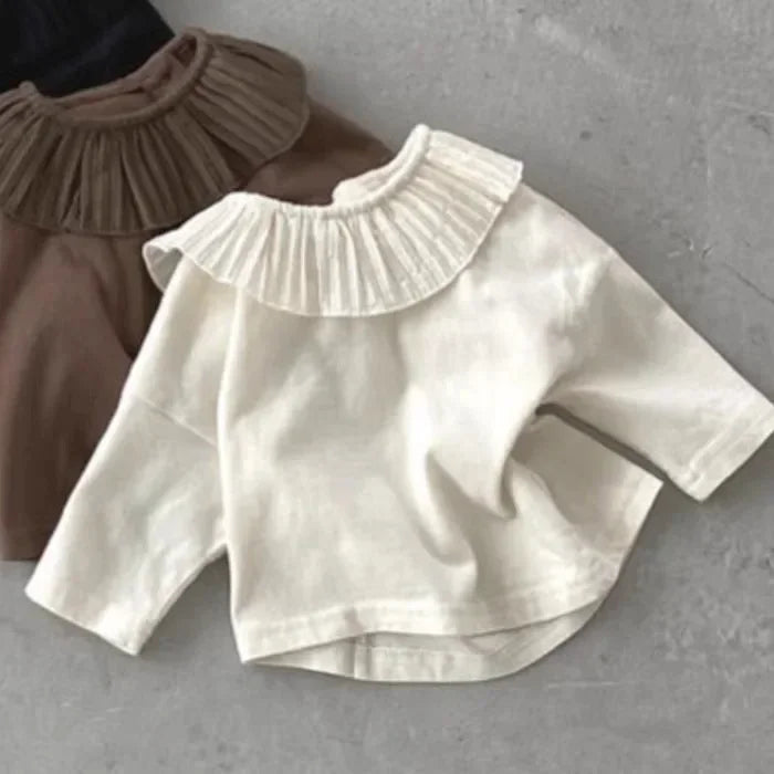 -ベビートップス フリルサークル襟長袖Tシャツ 3カラー - mamahalo shop - 長袖Tシャツ -  べビー服 - 子供服 - 男の子 - 女の子