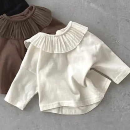 -ベビートップス フリルサークル襟長袖Tシャツ 3カラー - mamahalo shop - 長袖Tシャツ -  べビー服 - 子供服 - 男の子 - 女の子
