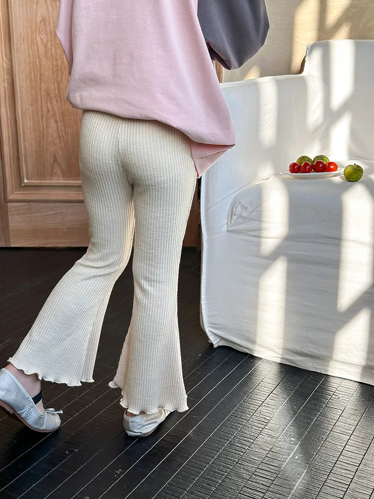 -キッズパンツ フリルフレアリブニットシンプルレギンスパンツ 5カラー - mamahalo shop - レギンスパンツ -  べビー服 - 子供服 - 男の子 - 女の子