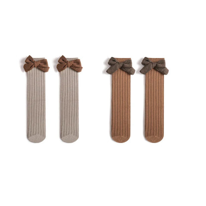 -ベビー キッズ リボン ハイソックス 靴下 2足 セット - mamahalo shop - ベビー用靴下・タイツ -  べビー服 - 子供服 - 男の子 - 女の子