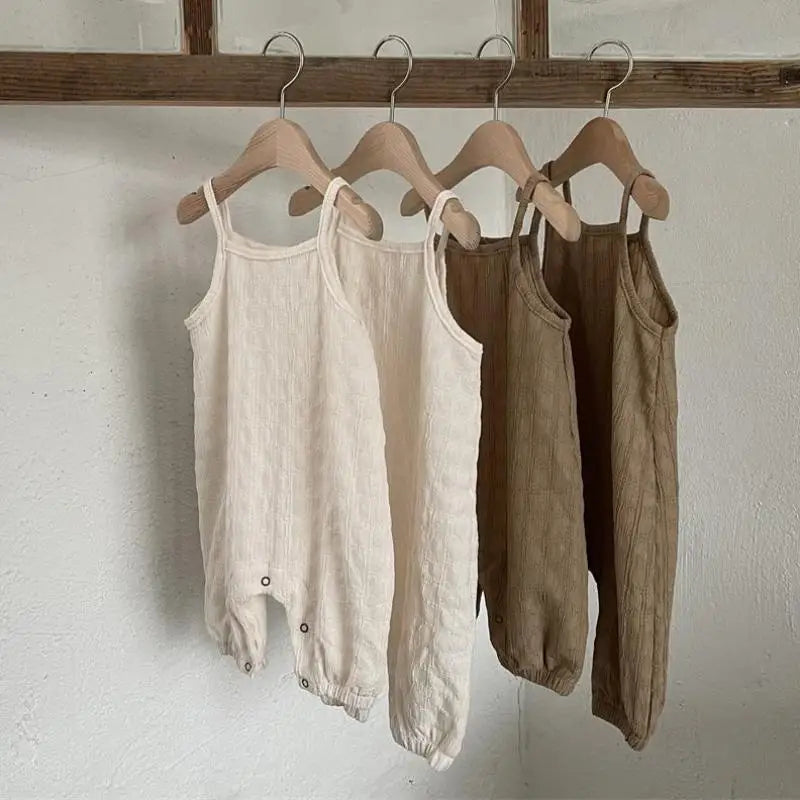 -ベビーサロペット キャミソールジャンプスーツ ロンパース シンプルベーシック 2カラー【mh0005403】 - mamahalo shop - サロペットパンツ・サスペンダーパンツ -  べビー服 - 子供服 - 男の子 - 女の子