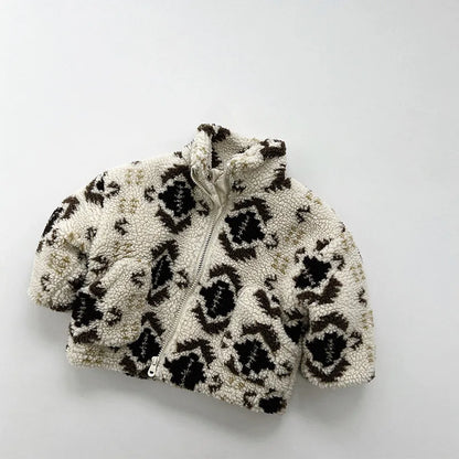 -キッズアウター ボアフリース裏キルティングジャケット ジッパーコート ネイティブ トライバル柄 ボーイズ 男の子 子供服 - mamahalo shop - ショートコート・ジャケット・ジャンパー -  べビー服 - 子供服 - 男の子 - 女の子