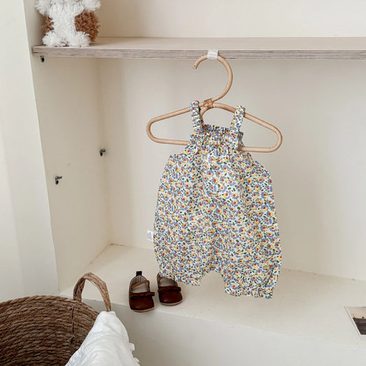 -ベビーロンパース キャミソールジャンプスーツ フラワー花柄プリント【mh0005912】 - mamahalo shop - ノースリーブロンパース -  べビー服 - 子供服 - 男の子 - 女の子