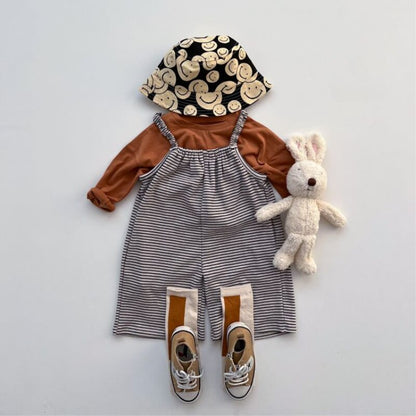 -キッズ サロペットパンツ ボーダー サスペンダーパンツ ワイドルーズパンツ ユニセックス 男の子 女の子 子供服【mh0002905】 - mamahalo shop - サロペットパンツ・サスペンダーパンツ -  べビー服 - 子供服 - 男の子 - 女の子