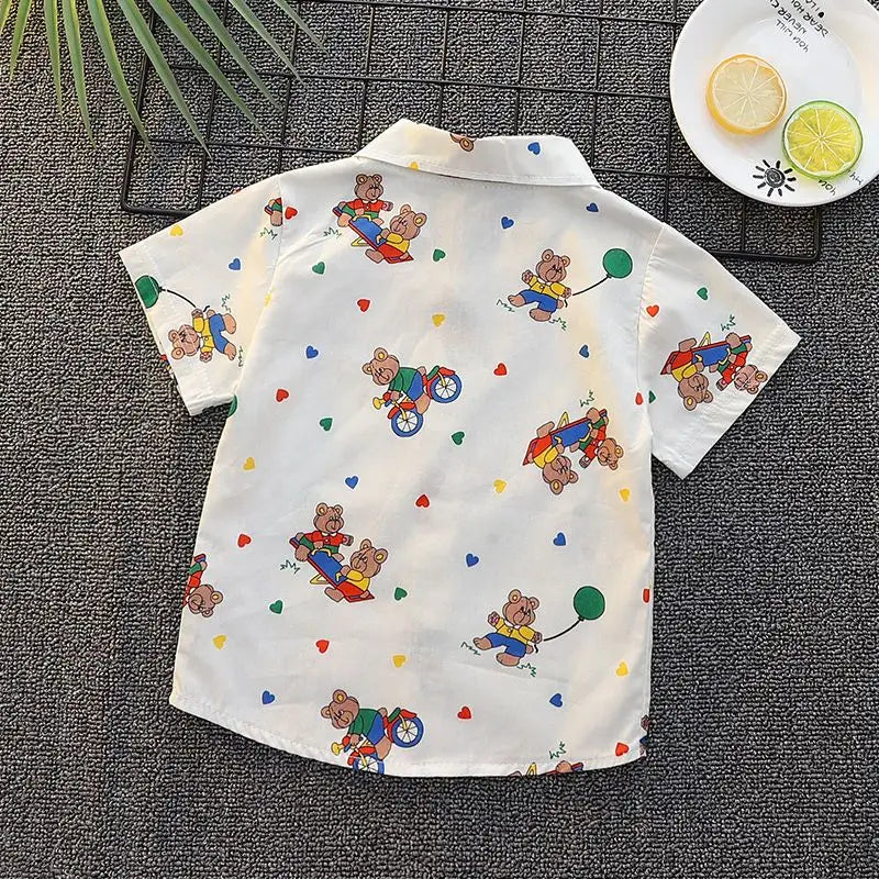 -キッズトップス プリント半袖シャツ タイガー虎 くまベア パンダ ワニ - mamahalo shop - 半袖シャツ・ブラウス -  べビー服 - 子供服 - 男の子 - 女の子