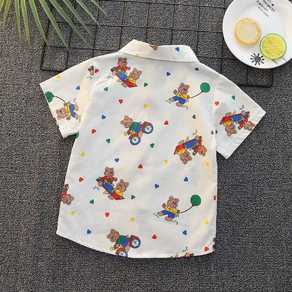 -キッズトップス プリント半袖シャツ タイガー虎 くまベア パンダ ワニ - mamahalo shop - 半袖シャツ・ブラウス -  べビー服 - 子供服 - 男の子 - 女の子