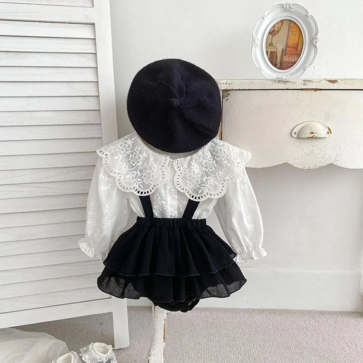 -ベビートップス/サスペンダーブルマ 長袖レース襟ブラウス/サスペンダーフリルスカートブルマ - mamahalo shop - ブルマパンツ -  べビー服 - 子供服 - 男の子 - 女の子