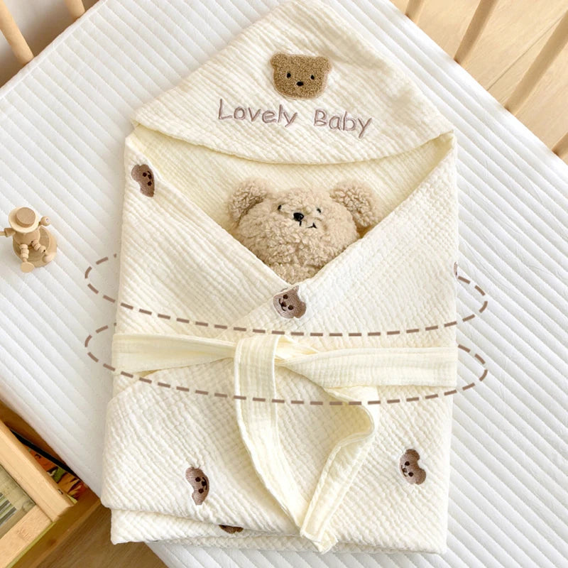 -ベビーブランケット おくるみ スワドル ベアくま うさぎバニー 刺繍 - mamahalo shop - ベビーブランケット・タオル -  べビー服 - 子供服 - 男の子 - 女の子