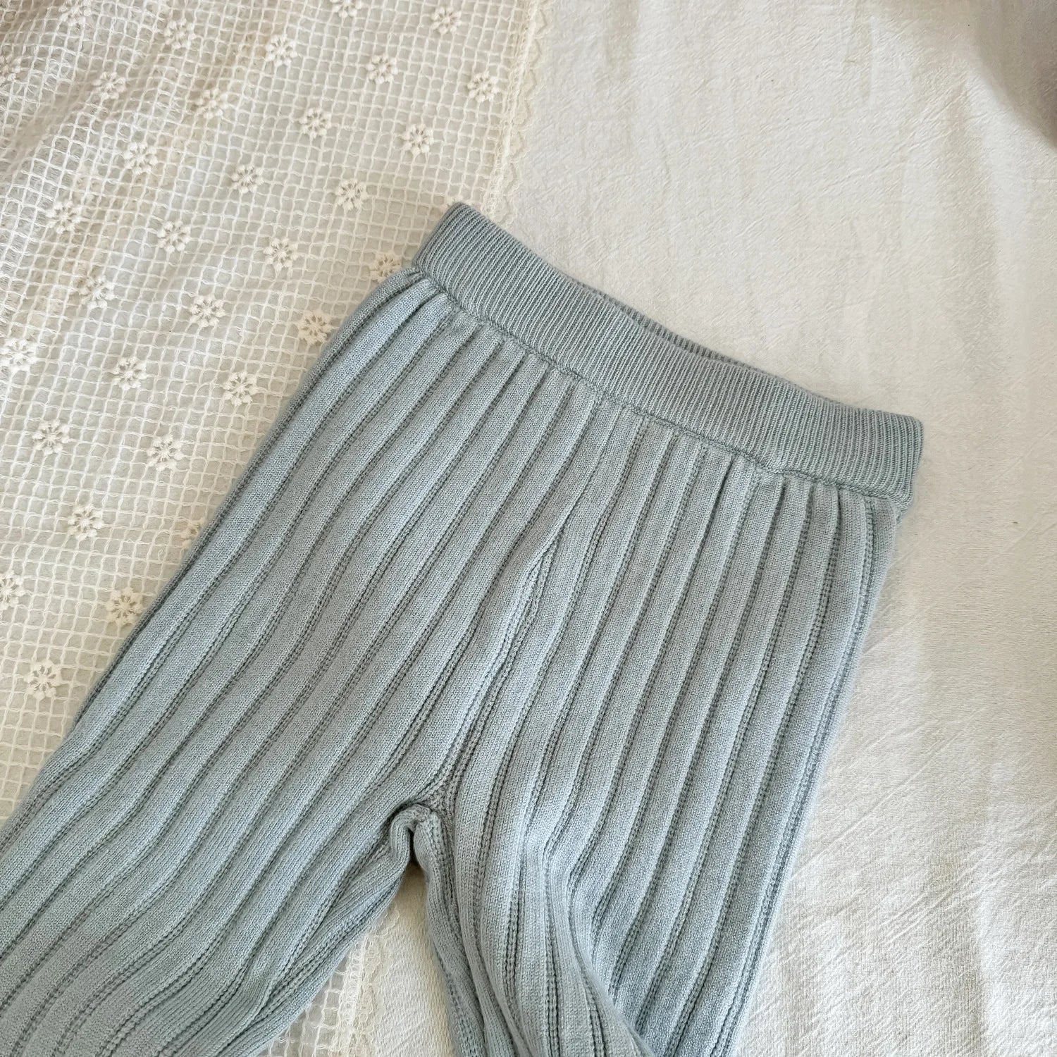 -キッズパンツ 太リブニットフレアレギンスパンツ 無地/ボーダー 3カラー - mamahalo shop - レギンスパンツ -  べビー服 - 子供服 - 男の子 - 女の子