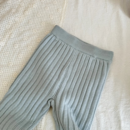 -キッズパンツ 太リブニットフレアレギンスパンツ 無地/ボーダー 3カラー - mamahalo shop - レギンスパンツ -  べビー服 - 子供服 - 男の子 - 女の子