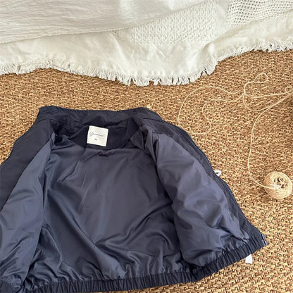 -キッズアウター スタンドカラージップアップサイドリボンジャンパージャケット ブラック - mamahalo shop - ショートコート・ジャケット・ジャンパー -  べビー服 - 子供服 - 男の子 - 女の子