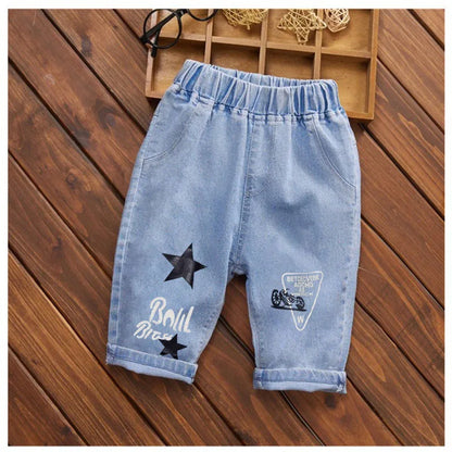 -キッズジュニアパンツ デニム クロップドパンツ ダメージ パッチワーク ジーンズ 4デザイン【mh0005772】 - mamahalo shop - デニムパンツ -  べビー服 - 子供服 - 男の子 - 女の子