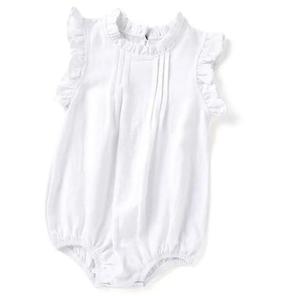 -☺︎ ベビーロンパース コットンリネン フリルカラー ノースリーブボディスーツ 4カラー - mamahalo shop - ノースリーブロンパース -  べビー服 - 子供服 - 男の子 - 女の子