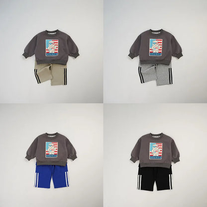 -キッズトップス くまベアプリント長袖スウェットトレーナー 4カラー - mamahalo shop - トレーナー・フーディ -  べビー服 - 子供服 - 男の子 - 女の子