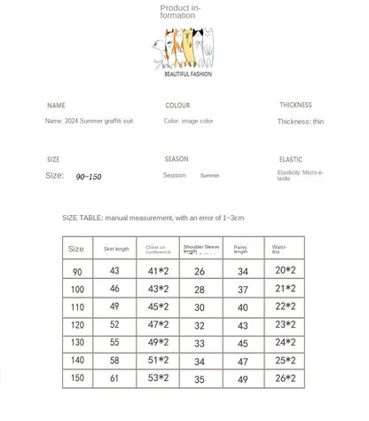 -キッズセットアップ 2点セット 半袖Tシャツ+ハーフパンツ グラフィックプリント 2カラー - mamahalo shop - 半袖セットアップ -  べビー服 - 子供服 - 男の子 - 女の子