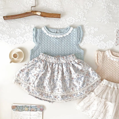 -ベビーキッズトップス サマーニット レースニット ノースリーブカットソー 2カラー - mamahalo shop - タンクトップ・キャミソール・ノースリーブトップス -  べビー服 - 子供服 - 男の子 - 女の子