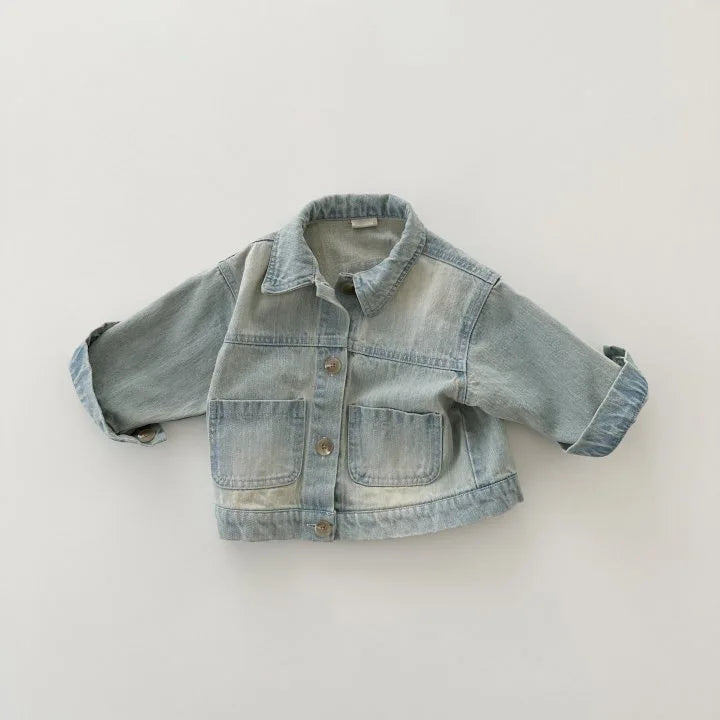 -キッズアウター シンプルベーシックデニムジャケット Gジャン2カラー - mamahalo shop - ショートコート・ジャケット・ジャンパー -  べビー服 - 子供服 - 男の子 - 女の子