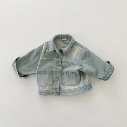 -キッズアウター シンプルベーシックデニムジャケット Gジャン2カラー - mamahalo shop - ショートコート・ジャケット・ジャンパー -  べビー服 - 子供服 - 男の子 - 女の子