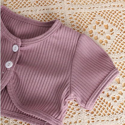 -ベビーセットアップ 2点セット キャミソールスカートロンパース+ボレロカーディガン【mh0006175】 - mamahalo shop - ロンパースセットアップ -  べビー服 - 子供服 - 男の子 - 女の子