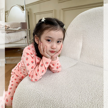 -キッズ プリント 長袖 パジャマ セット くま ベア チェック フラワー ライオン 恐竜 ユニセックス - mamahalo shop - 長袖パジャマ -  べビー服 - 子供服 - 男の子 - 女の子