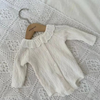 -ベビーロンパース レースフリル襟 長袖ボディスーツ 2カラー - mamahalo shop - 長袖ロンパース -  べビー服 - 子供服 - 男の子 - 女の子