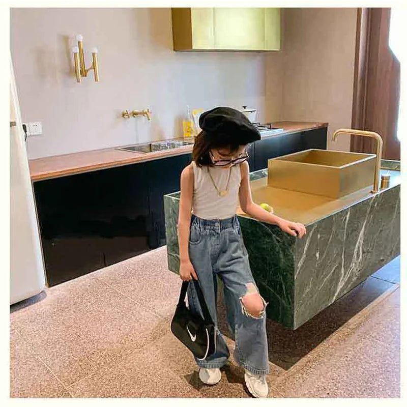 -キッズパンツ ダメージ加工 デニムパンツ ルーズパンツ ジーンズ ジーパン【mh0005771】 - mamahalo shop - デニムパンツ -  べビー服 - 子供服 - 男の子 - 女の子