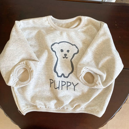 -キッズトップス 長袖PUPPY犬プリントスウェットTシャツ 2カラー - mamahalo shop - 長袖Tシャツ -  べビー服 - 子供服 - 男の子 - 女の子