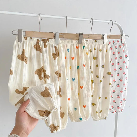 -キッズパンツ サマーロングパンツ ハート/カラフルハート/ベアくま プリント【mh0005656】 - mamahalo shop - ロングパンツ・スウェットパンツ -  べビー服 - 子供服 - 男の子 - 女の子