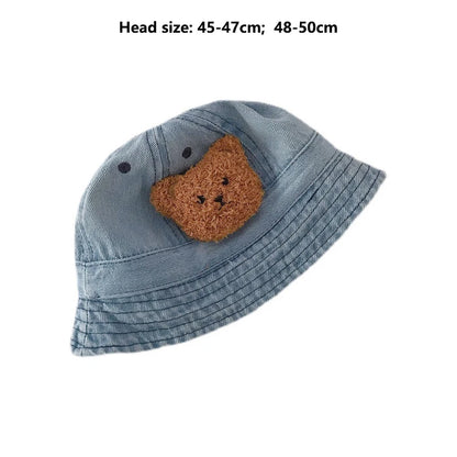 -ベビー帽子 デニム バケットハット ベアくま - mamahalo shop - ベビー用帽子 -  べビー服 - 子供服 - 男の子 - 女の子