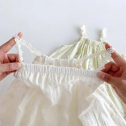 -キッズワンピース キャミソールサマードレス 無地レース/フラワー小花柄プリント【mh0005435】 - mamahalo shop - ノースリーブワンピース -  べビー服 - 子供服 - 男の子 - 女の子