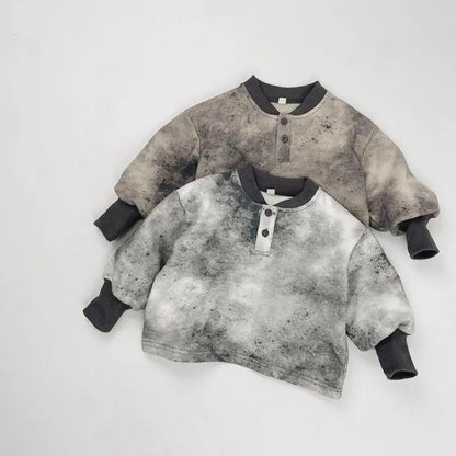 -キッズトップス タイダイ長袖ヘンリーネックスウェットシャツ 2カラー【mh0007235】 - mamahalo shop - 長袖シャツ・ブラウス -  べビー服 - 子供服 - 男の子 - 女の子