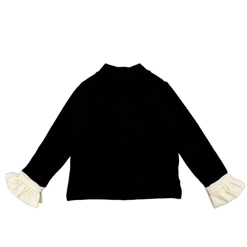 -キッズトップス/ワンピース フリル袖長袖ハイネックカットソーTシャツ/ノースリーブボーダーニットワンピース【mh0007317】 - mamahalo shop - 長袖セットアップ -  べビー服 - 子供服 - 男の子 - 女の子