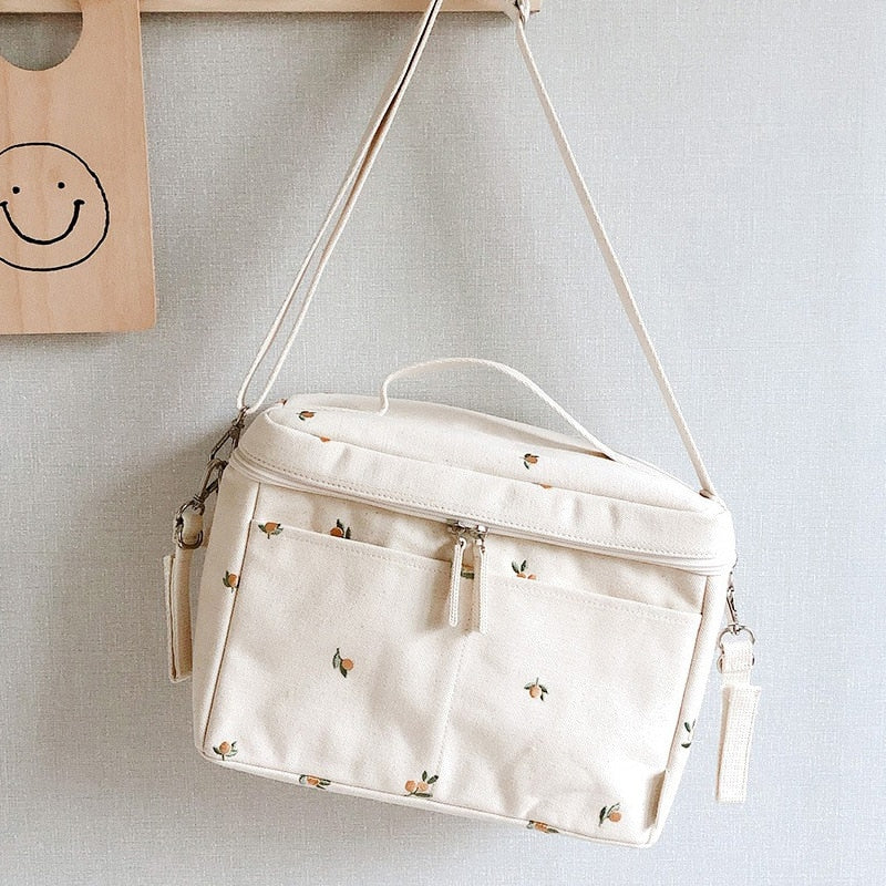 -キャンバス 刺繍 ベビーカー バッグ おむつポーチ ままバッグ マザーズバッグ ストローラー バニティ ケース - mamahalo shop - マザーズバッグ -  べビー服 - 子供服 - 男の子 - 女の子