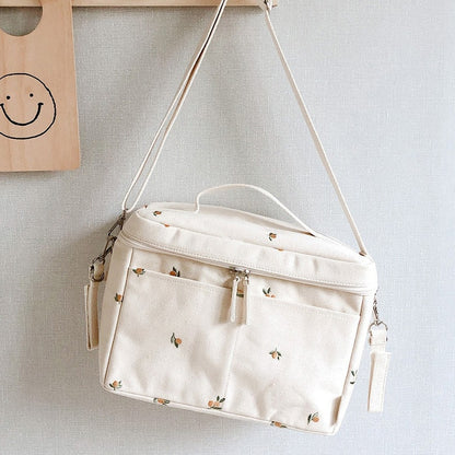 -キャンバス 刺繍 ベビーカー バッグ おむつポーチ ままバッグ マザーズバッグ ストローラー バニティ ケース - mamahalo shop - マザーズバッグ -  べビー服 - 子供服 - 男の子 - 女の子