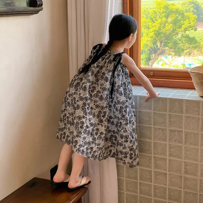 -キッズワンピース キャミソールサマードレス フラワー花柄プリント - mamahalo shop - ノースリーブワンピース -  べビー服 - 子供服 - 男の子 - 女の子