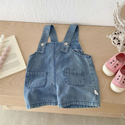 -キッズオーバーオール うさ耳しっぽ デニム サスペンダーパンツ サロペット - mamahalo shop - オーバーオール -  べビー服 - 子供服 - 男の子 - 女の子