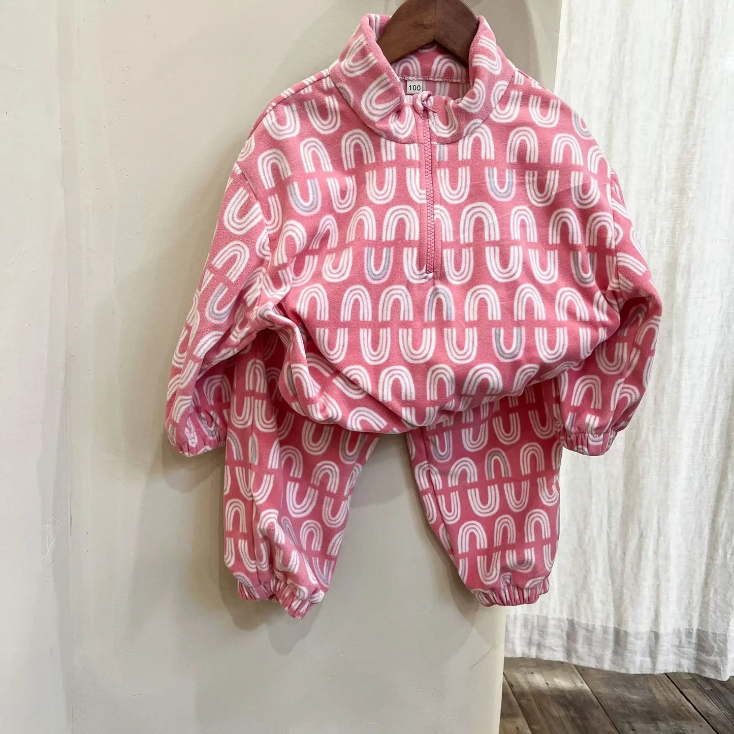 -キッズセットアップ 2点セット ハーフジップトップス ロングパンツ フリースセットアップ - mamahalo shop - 長袖セットアップ -  べビー服 - 子供服 - 男の子 - 女の子