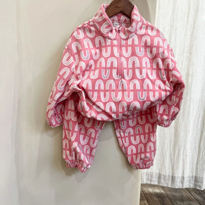 -キッズセットアップ 2点セット ハーフジップトップス ロングパンツ フリースセットアップ - mamahalo shop - 長袖セットアップ -  べビー服 - 子供服 - 男の子 - 女の子