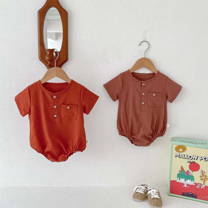 -ベビーロンパース 半袖シャツボディスーツ 2カラー【mh0004478】 - mamahalo shop - 半袖ロンパース -  べビー服 - 子供服 - 男の子 - 女の子
