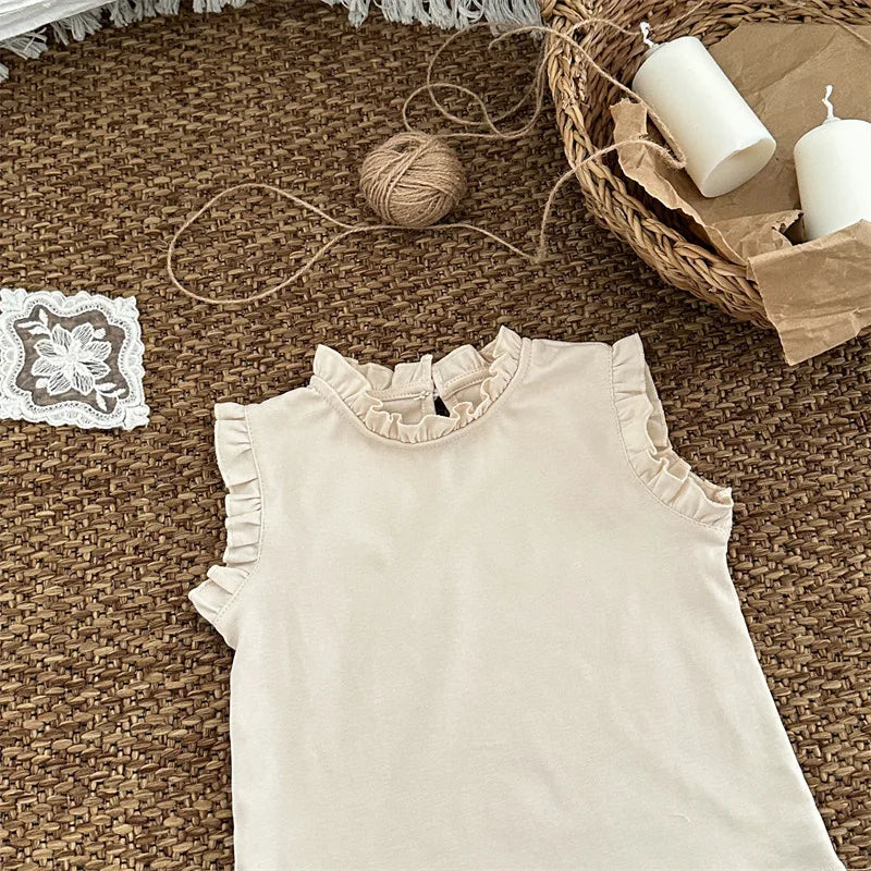 -キッズトップス スタンドフリルカラー ノースリーブトップス 4カラー【mh0006021】 - mamahalo shop - タンクトップ・キャミソール・ノースリーブトップス -  べビー服 - 子供服 - 男の子 - 女の子