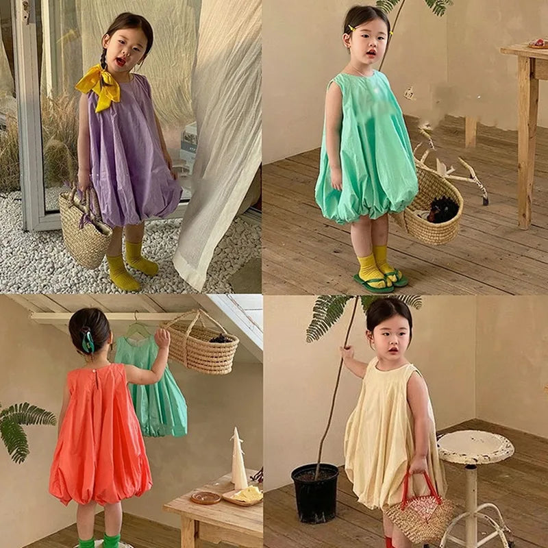 -キッズワンピース ノースリーブバルーンワンピース 4カラー【mh0005761】 - mamahalo shop - ノースリーブワンピース -  べビー服 - 子供服 - 男の子 - 女の子