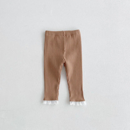 -キッズパンツ 裾レースリブニットレギンスパンツ 3カラー - mamahalo shop - レギンスパンツ -  べビー服 - 子供服 - 男の子 - 女の子