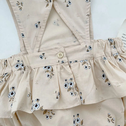 -ベビーロンパース ノースリーブボディスーツ フリル フラワー花柄プリント【mh0004649】 - mamahalo shop - ノースリーブロンパース -  べビー服 - 子供服 - 男の子 - 女の子