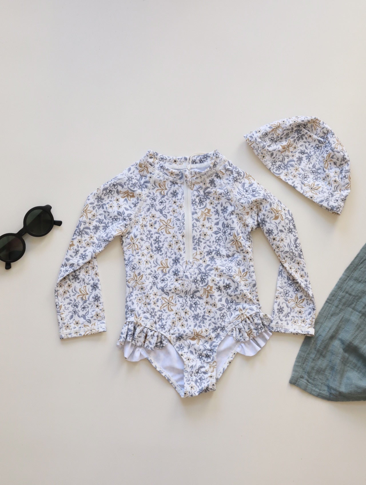 -キッズ 水着 フラワー 花柄 長袖 ワンピース ビキニ セパレート 帽子 セット ラッシュガード スイムウェア 10スタイル ガールズ【mh0002217】 - mamahalo shop - ベビー用水着 -  べビー服 - 子供服 - 男の子 - 女の子