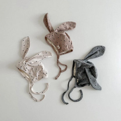 -ベビー帽子 水玉ドットうさ耳ボンネット帽子 3カラー【mh0006959】 - mamahalo shop - ベビー用帽子 -  べビー服 - 子供服 - 男の子 - 女の子